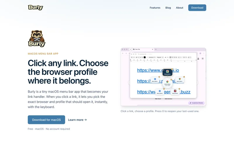 Burly — Every link, in the right browser profile.